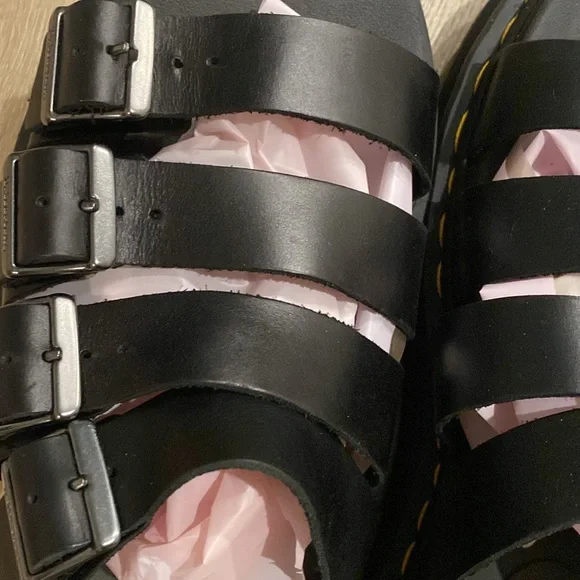 ❌SOLD❌ EUC [Dr. Martens] Black Leather Tate Sandals w Adjustable Buckles Mens 12 - Picture 11 of 15